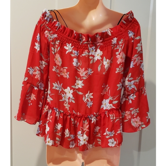 H&M Floral Off-The-Shoulder Peplum Blouse - Picture 3 of 5